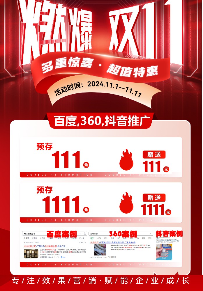 双11百度，360，抖音排名推广活动···